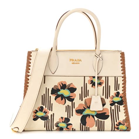 PRADA Saffiano Whipstitch Madras Print Paradigme Bag